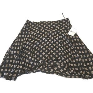 NWT Free People Skirt‎ Raven Style Spice Combo Black/Cream Asymmetrical Hem Sz 8